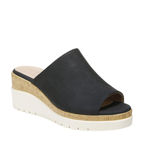 Naturalizer SOUL Womens Goodtimes Mule Slip On Wedge Sandals H9772S0 Black 9W - Picture 8 of 14